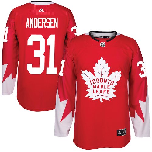 Adidas Maple Leafs #31 Frederik Andersen Red Team Canada Authentic Stitched NHL Jersey